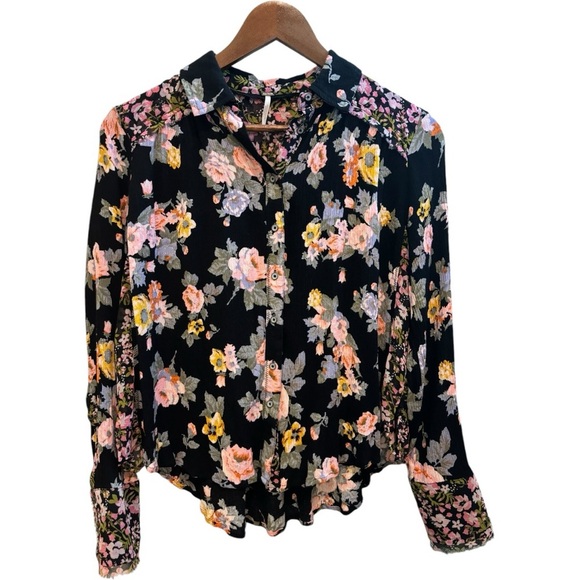Hold On To Me Printed floral boho chic Top By Free People Size XS - Picture 3 of 13